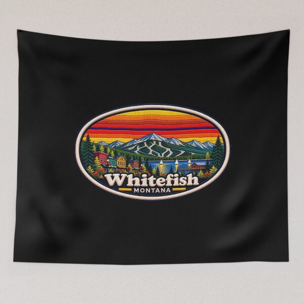 Item preview, Whitefish Montana Scenic Stitch Embroidered Travel Patch designed and sold by Swanny's Custom T-shirt and Gift Designs.