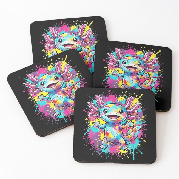 Item preview, Colorful Paint Splatter Axolotl Cute Amphibian Design designed and sold by MiALopezArt.