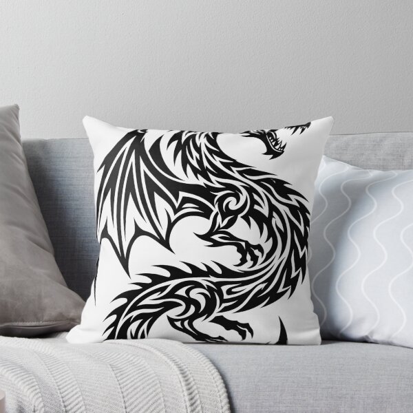 Item preview, Bold Tribal Dragon Tattoo – Black Winged S Curve Dragon Sleeve Art with Looping Tail designed and sold by DragonSerpent Ink.
