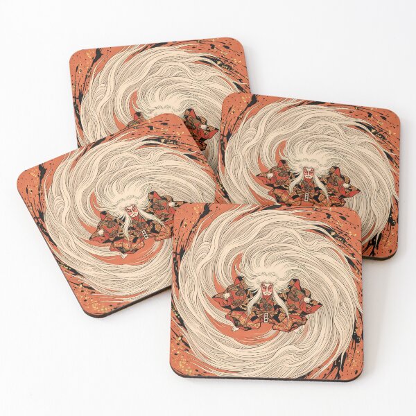 Item preview, Kabuki Lion Dancer in Swirling White Mane Vortex designed and sold by TokyoUkiyoHouse.