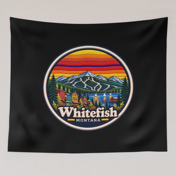 Item preview, Whitefish Montana Scenic Stitch Embroidered Travel Patch designed and sold by Swanny's Custom T-shirt and Gift Designs.
