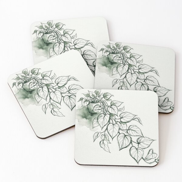 Item preview, Potted Devil Ivy Green Sketch designed and sold by KaiWaiGallery.
