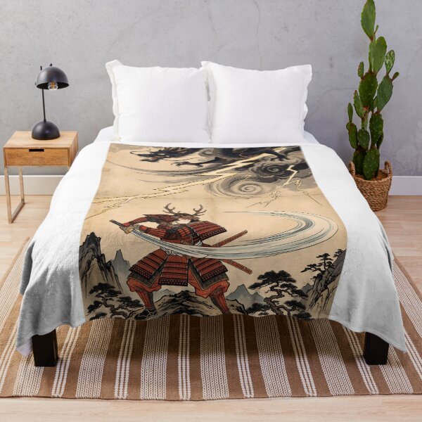 Item preview, Samurai Drawing Sword Against Storm Dragon designed and sold by TokyoUkiyoHouse.