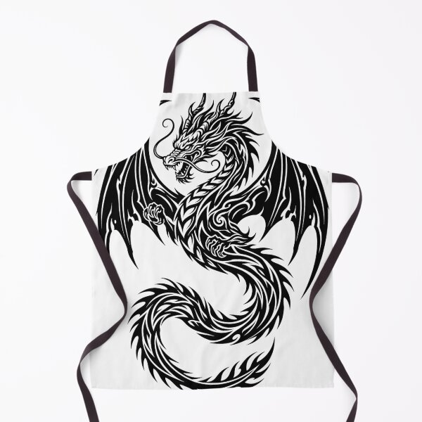 Item preview, Whisker Dragon with Fists Tribal Tattoo – Bold Black Winged Eastern Dragon Flame Tail Art designed and sold by DragonSerpent Ink.