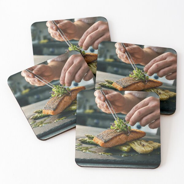 Item preview, Chef Plating Seared Salmon Dish designed and sold by KaiWaiGallery.