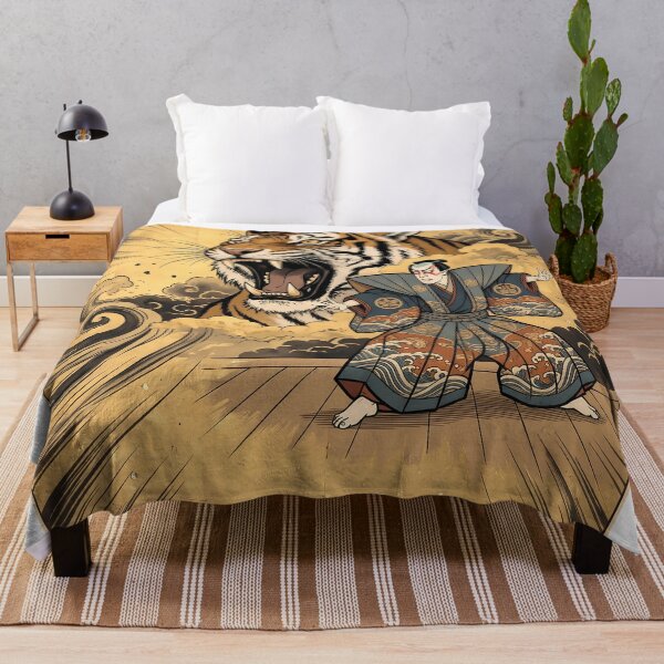 Item preview, Kabuki Warrior and Roaring Tiger in Golden Rays designed and sold by TokyoUkiyoHouse.