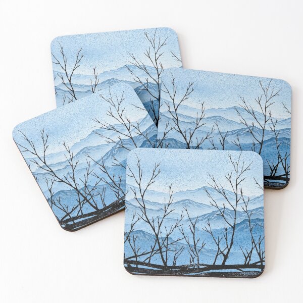 Item preview, Blue Canvas with Black Sticks Across the Bottom and Mountains designed and sold by Stevercortinas.