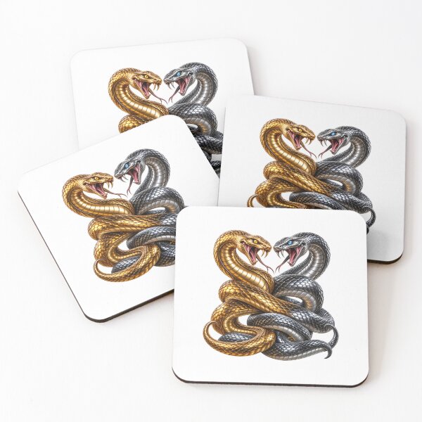 Item preview, Golden and Silver Cobras Entwined in Battle designed and sold by JAR Designs and Development.