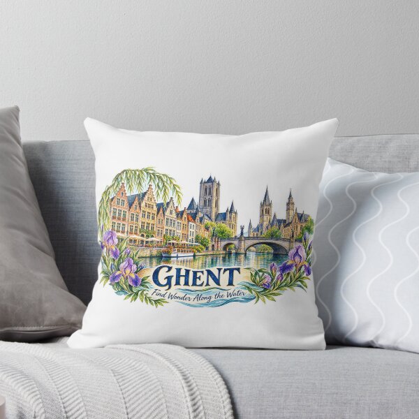 Item preview, Ghent Graslei Canal Watercolor | Belgium Travel Art designed and sold by skyartdesign.