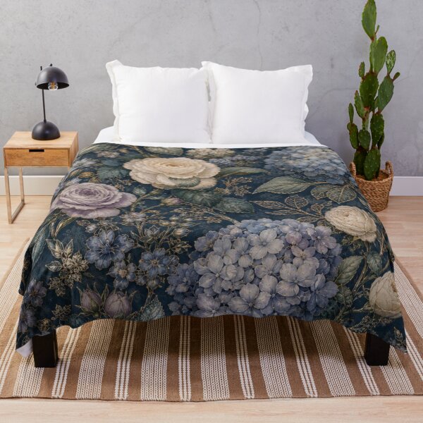 Item preview, Dark Blue Vintage Floral Botanical Garden Pattern designed and sold by LakLuxe studio .
