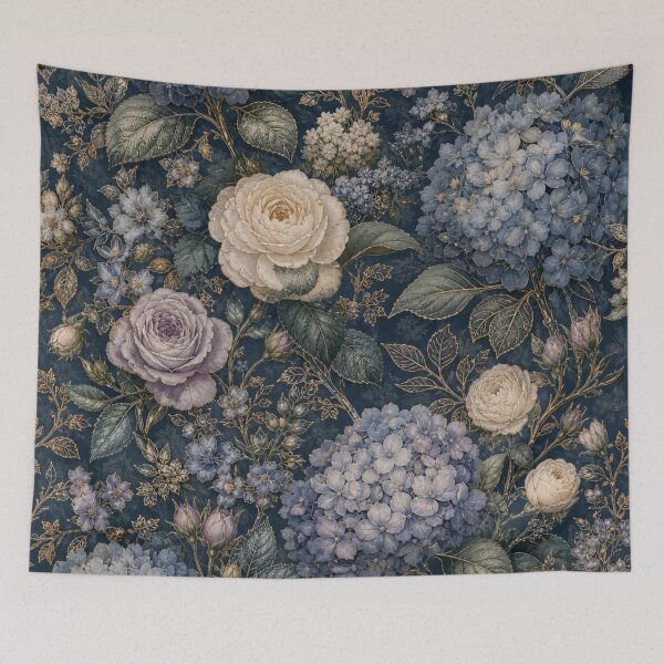 Item preview, Dark Blue Vintage Floral Botanical Garden Pattern  designed and sold by LakLuxe studio .