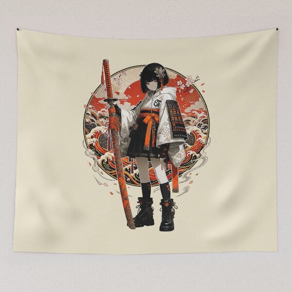 Item preview, Streetwear Anime Samurai Girl – Japanese Cyberpunk Warrior Graphic designed and sold by HexOne.