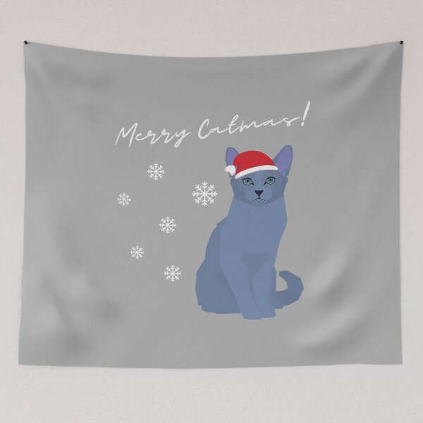 Item preview, Russian Blue Cat Merry Catmas Christmas Cat Lovers designed and sold by ArleneRowe.