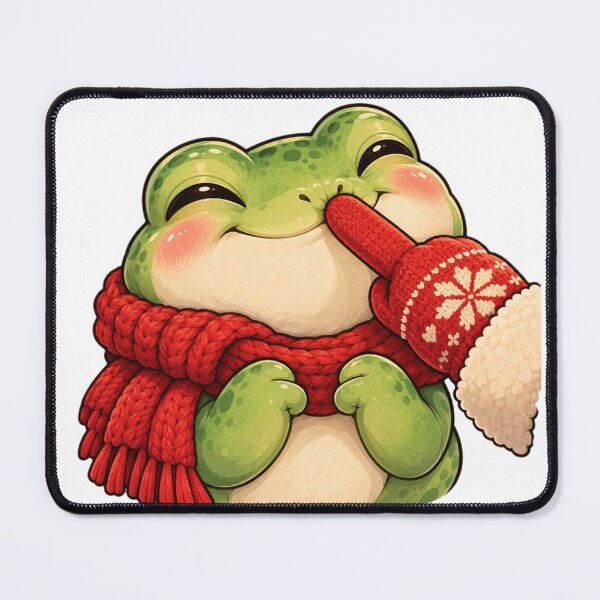 Item preview, Cute Christmas Frog Boop, Red Scarf and Snowflake Mitten designed and sold by nikolaysparkov.