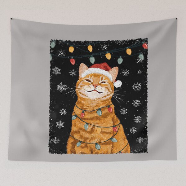 Item preview, Orange Cat in the Christmas Tree Holiday Design designed and sold by GreggRoss.