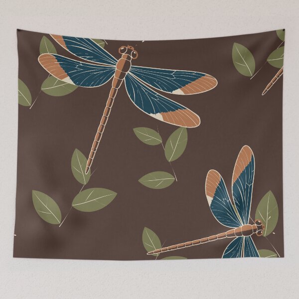 Item preview, Dragonfly Pattern – Walnut and Copper Linocut Dragonfly Duvet Cover and Throw designed and sold by In A Word | One-Word Tees & Gifts.