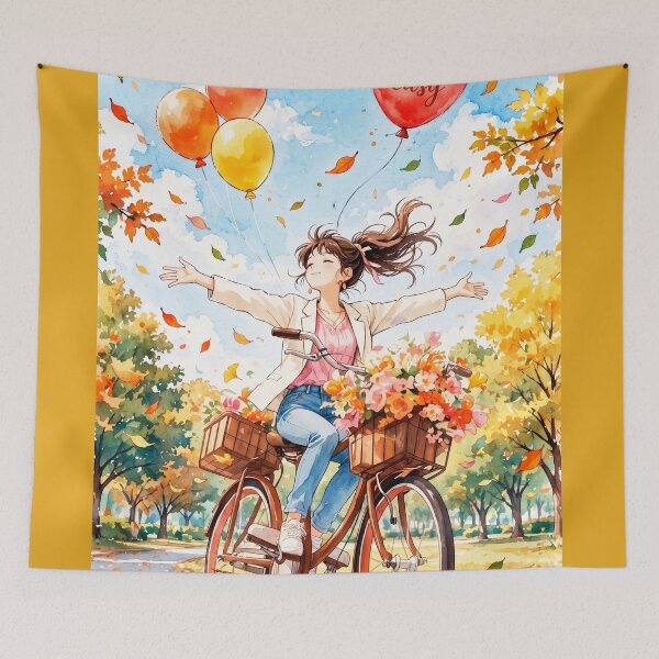 Item preview, Bike ride with the phrase "Take it easy" in anime balloon. designed and sold by ELFofDREAMS.