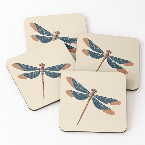 Item preview, Dragonfly Linocut Art – Teal and Copper Dragonfly Block Print Cushion designed and sold by In A Word | One-Word Tees & Gifts.