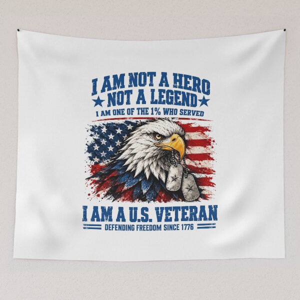 Item preview, I Am Not A Hero Not A Legend I Am A U.S. Veteran – Patriotic Eagle American Flag Dog Tags designed and sold by Jose Art Studio.
