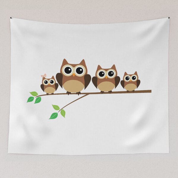 Item preview, Owl Family in a Tree Branch designed and sold by MagnoliaLake.
