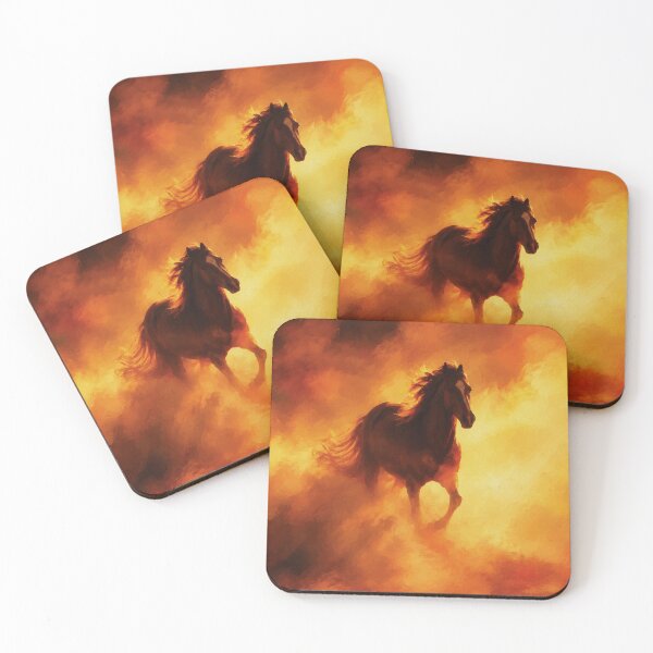 Item preview, Galloping Horse in Golden Dust, Equine Art designed and sold by RamyGallery.
