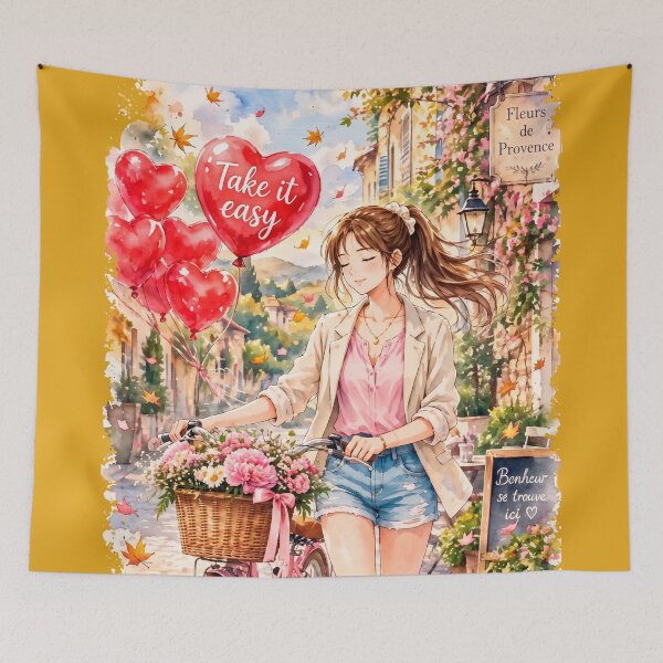 Item preview, Bike ride with the phrase "Take it easy" in anime balloon #4. designed and sold by ELFofDREAMS.