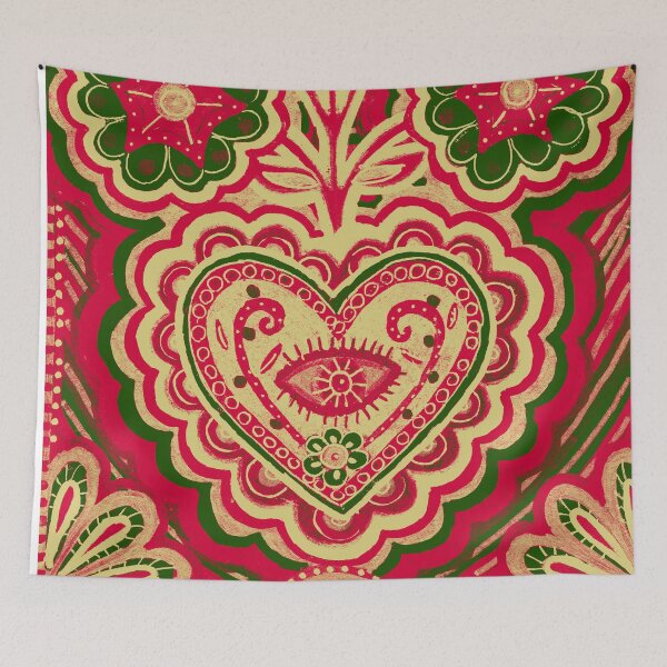 Item preview, Ornamental Heart with Eye and Flowers in Red designed and sold by Fani*.