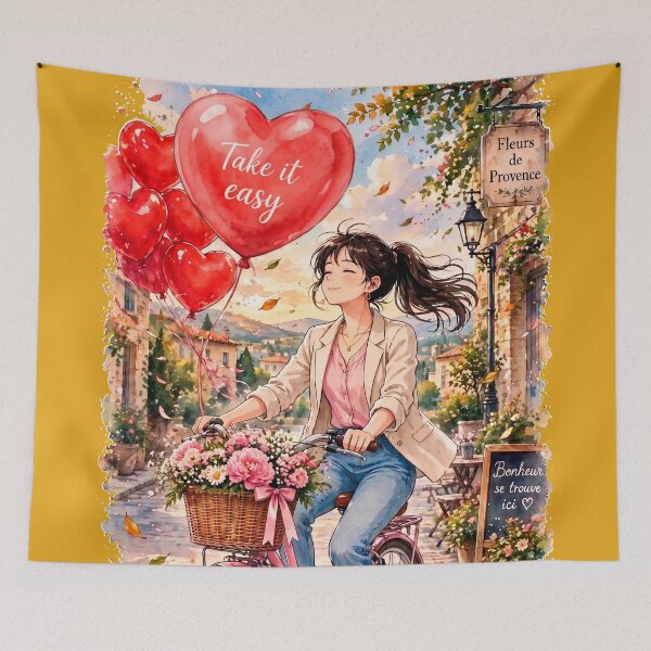 Item preview, Bike ride with the phrase "Take it easy" in anime balloon #5. designed and sold by ELFofDREAMS.