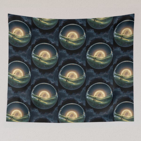 Item preview, Cosmic Sun in a Miniature Fantasy World – Surreal Celestial Landscape designed and sold by KiraChie.