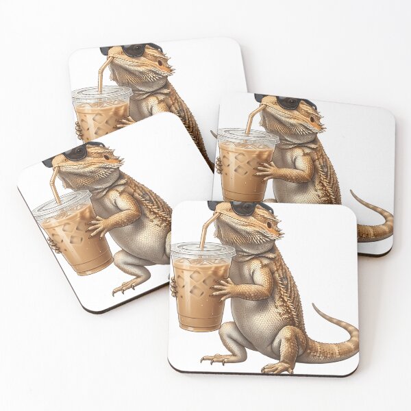 Item preview,  Funny Bearded Dragon Drinking Iced Coffee Meme Bearded Dragon Lover designed and sold by Corindman.