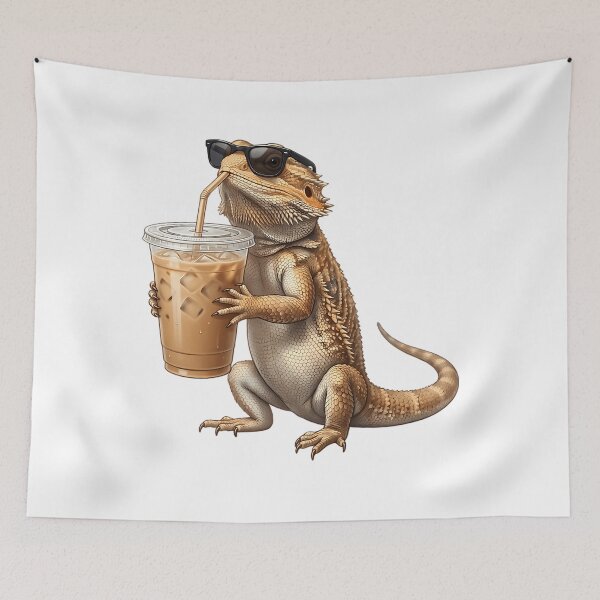 Item preview,  Funny Bearded Dragon Drinking Iced Coffee Meme Bearded Dragon Lover designed and sold by Corindman.