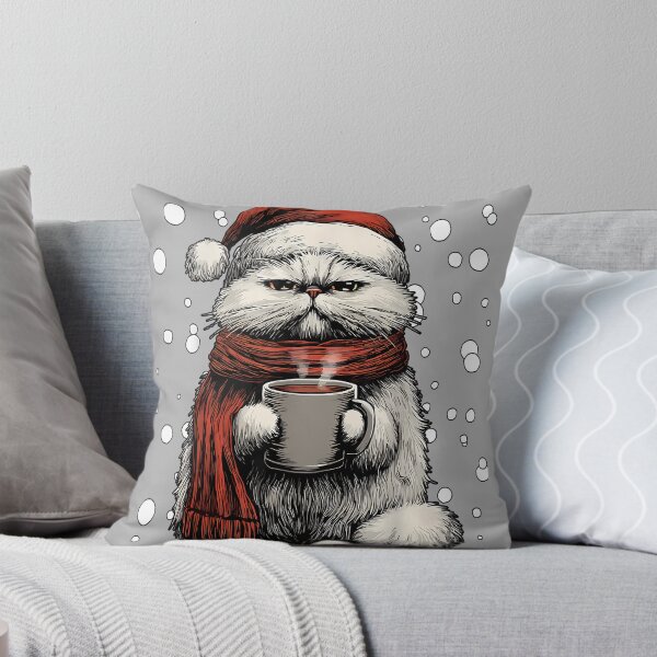 Item preview, Persian Cat in Santa Hat with Coffee Funny Winter designed and sold by GreggRoss.