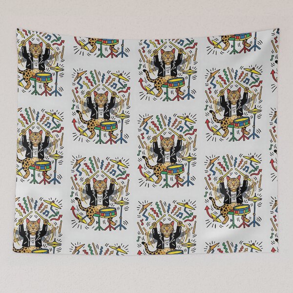 Item preview, Bengal Cat Rock Drummer designed and sold by PictoVibe.