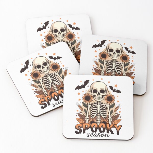 Item preview, Spooky Season Skeleton Sunflowers Bats Autumn Leaves Retro Halloween Fall designed and sold by Zizo-DR44.