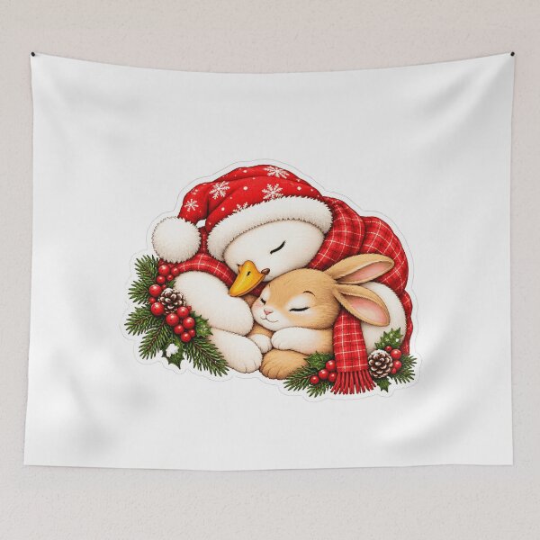 Item preview,  Cute Sleeping Snowman And Baby Bunny designed and sold by Essafi  ⭐️⭐️⭐️⭐️⭐️⭐️.