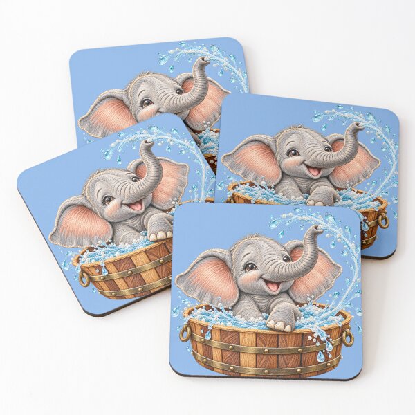 Item preview, Baby Elephant Bath Time – Cute Vintage Edwardian Bathtub 3D Embroidery Art designed and sold by Emoji Emblems.