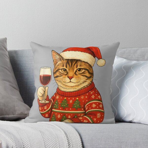 Item preview, Santa Cat Drinking Wine Cute Christmas Kitten designed and sold by GreggRoss.