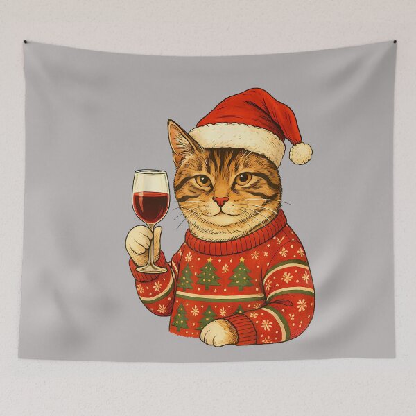 Item preview, Santa Cat Drinking Wine Cute Christmas Kitten designed and sold by GreggRoss.