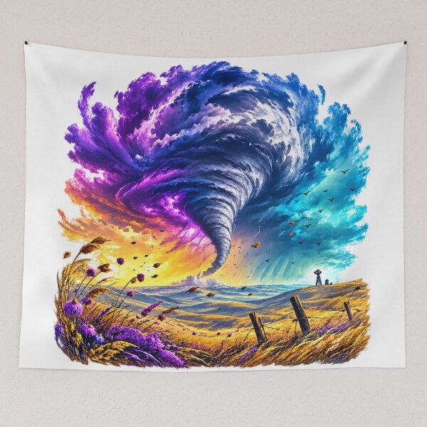 Item preview, Colorful Tornado Storm Chaser Dramatic Twister Sunset Weather Fantasy Art designed and sold by inkoutninja.