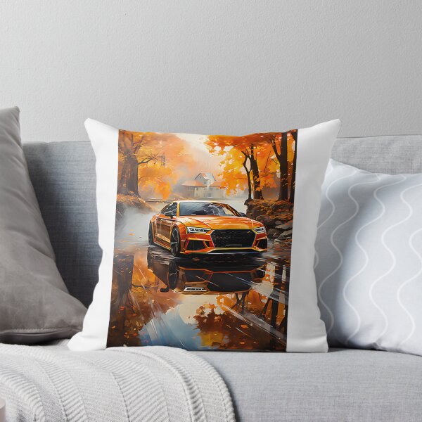 Item preview, Sports Limousine Reflected on Wet Autumn Road Surrounded by Golden Leaves designed and sold by melouki.
