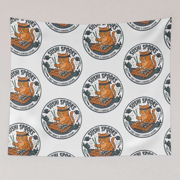 Item preview, Orange Tabby Sushi Chef designed and sold by PictoVibe.