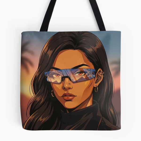 Item preview, Cyberpunk Girl Palm Tree Sunset Visor Retro Anime Portrait Art designed and sold by Virtuoussignal.