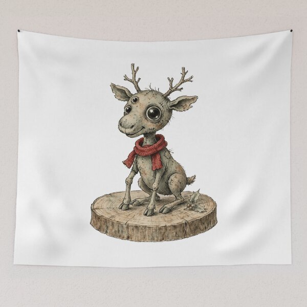 Item preview, Three Eyed Deer Creepling Red Scarf designed and sold by Faelottie.