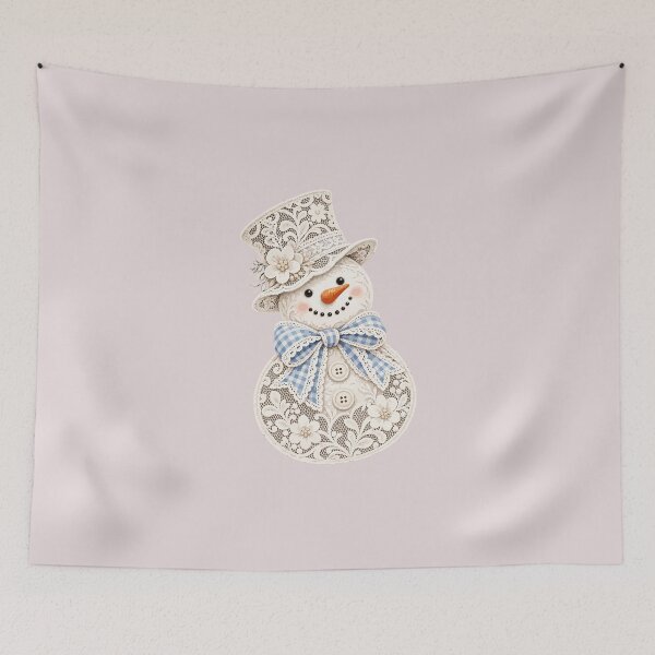 Item preview, Vintage Lace Snowman Blue Gingham Bow Winter Christmas designed and sold by HieuarsaWorks.