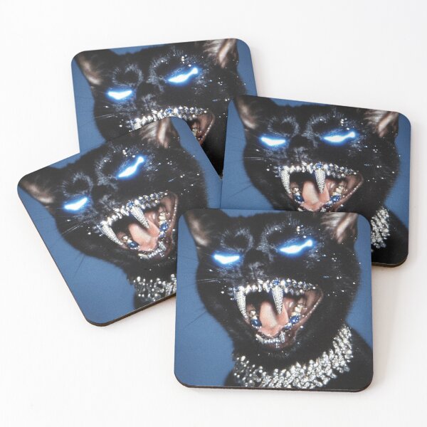 Item preview, Snarling Black Cat Diamond Fangs Glowing Eyes Gothic Streetwear Art designed and sold by Virtuoussignal.