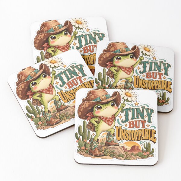Item preview, Tiny But Unstoppable Cute Cowboy Frog Western Sticker designed and sold by CoquetteLunaCo.