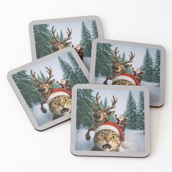 Item preview, Merry Xmas Funny Cat Selfie with Santa Claus designed and sold by GreggRoss.