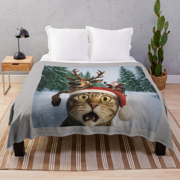 Item preview, Merry Xmas Funny Cat Selfie with Santa Claus designed and sold by GreggRoss.