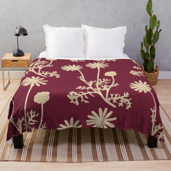 Item preview, Floral Botanical Wild Daisies Pattern in Burgundy designed and sold by kierkegaard.
