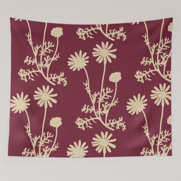 Item preview, Floral Botanical Wild Daisies Pattern in Burgundy designed and sold by kierkegaard.